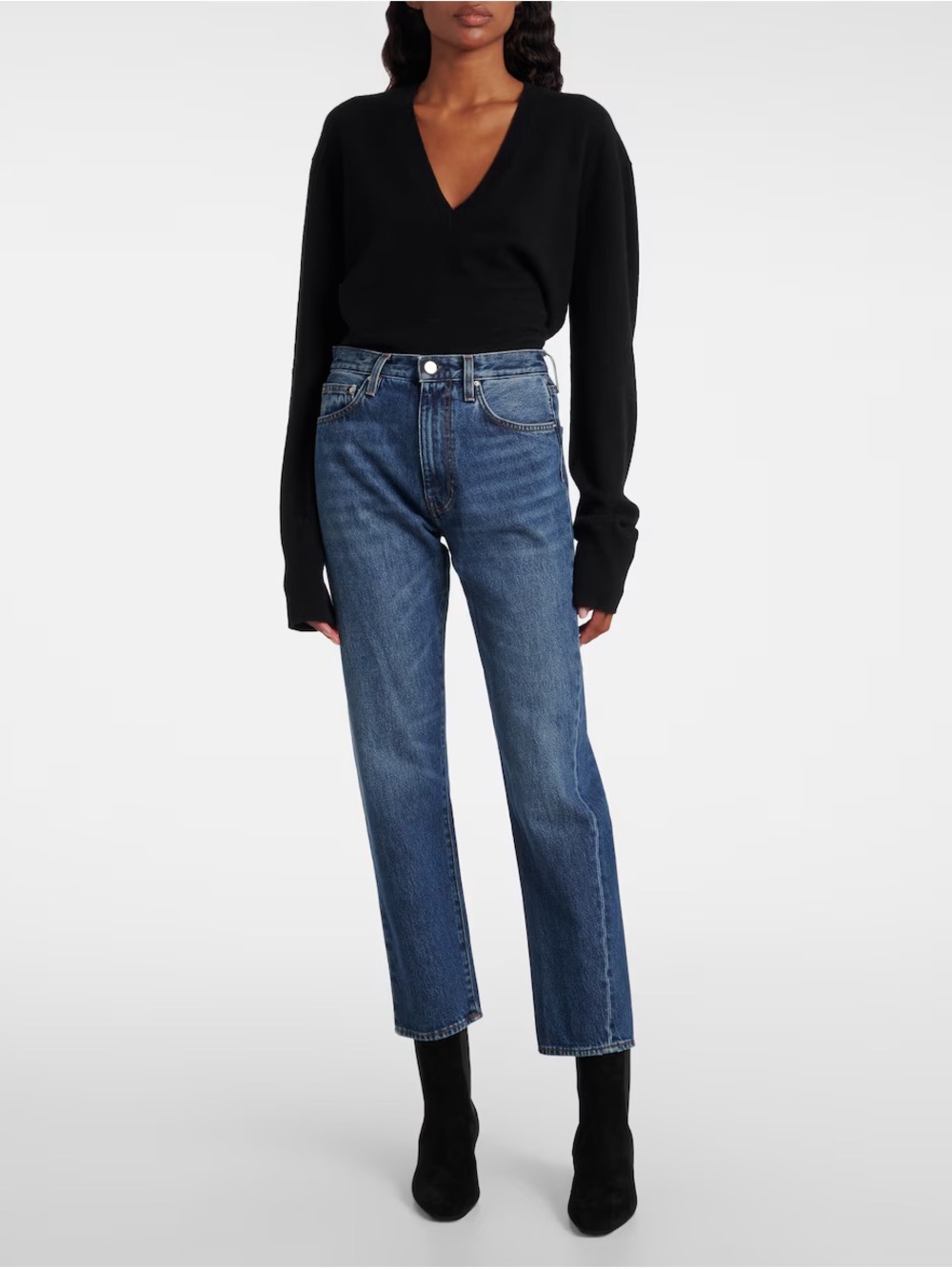 Toteme Straight-Leg Jeans in Medium Blue Denim